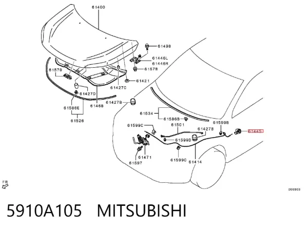Ручка відкривання капота 5910A105 Mitsubishi