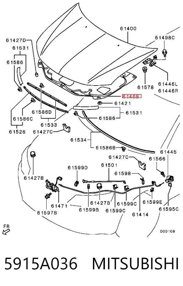 Шумоізоляція капота 5915A036 Mitsubishi