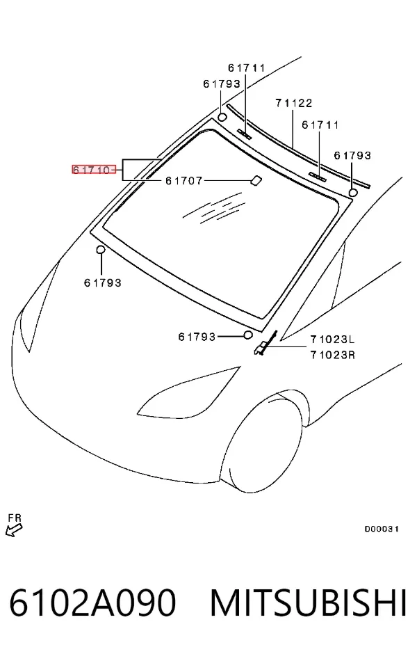 Лобове скло 6102A090 Mitsubishi