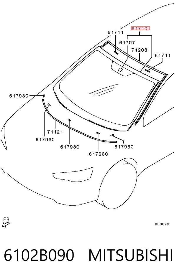 Лобове скло 6102B090 Mitsubishi
