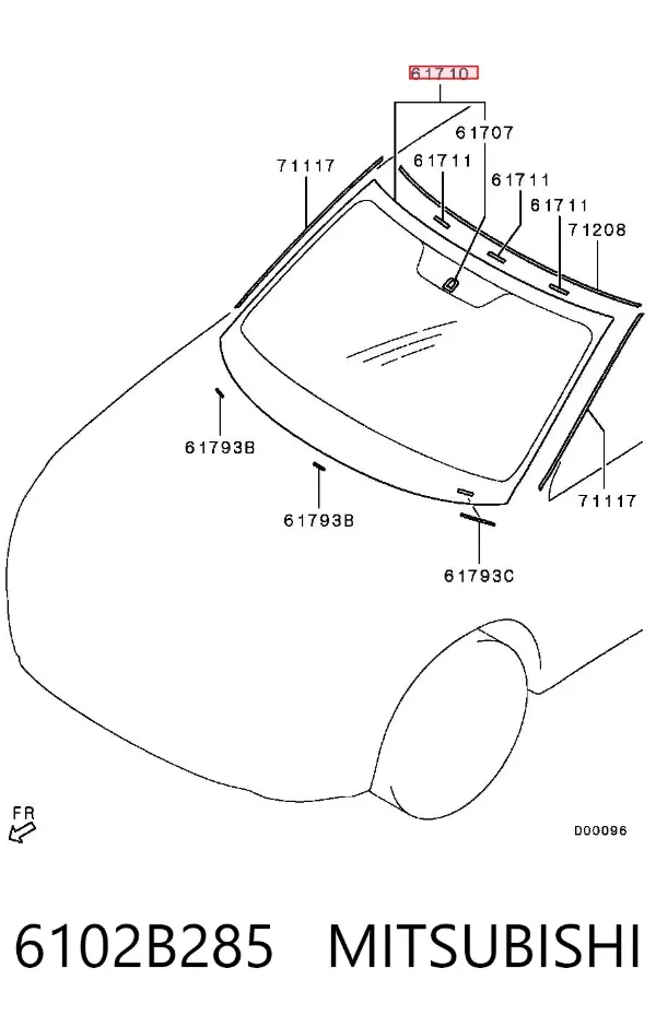 Лобове скло 6102B285 Mitsubishi