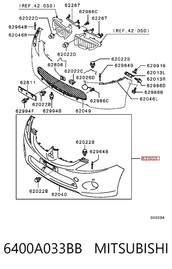 Передній бампер 6400A033BB Mitsubishi