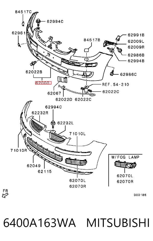 Передній бампер 6400A163WA Mitsubishi