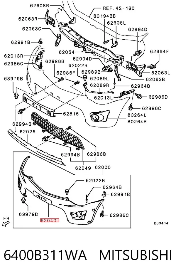 Передній бампер 6400B311WA Mitsubishi