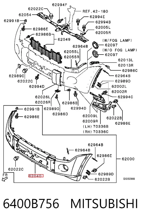 Передній бампер 6400B756 Mitsubishi