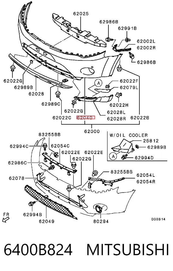 Передній бампер 6400B824 Mitsubishi