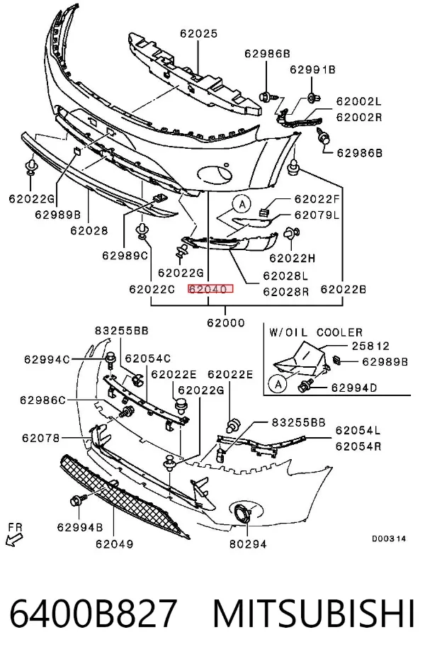 Передній бампер 6400B827 Mitsubishi