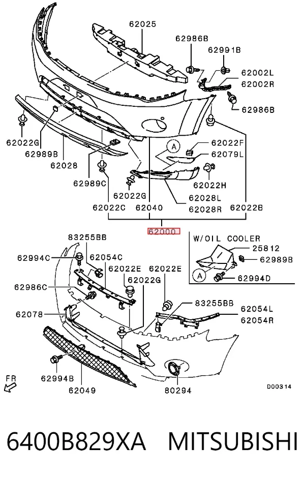 Передній бампер 6400B829XA Mitsubishi