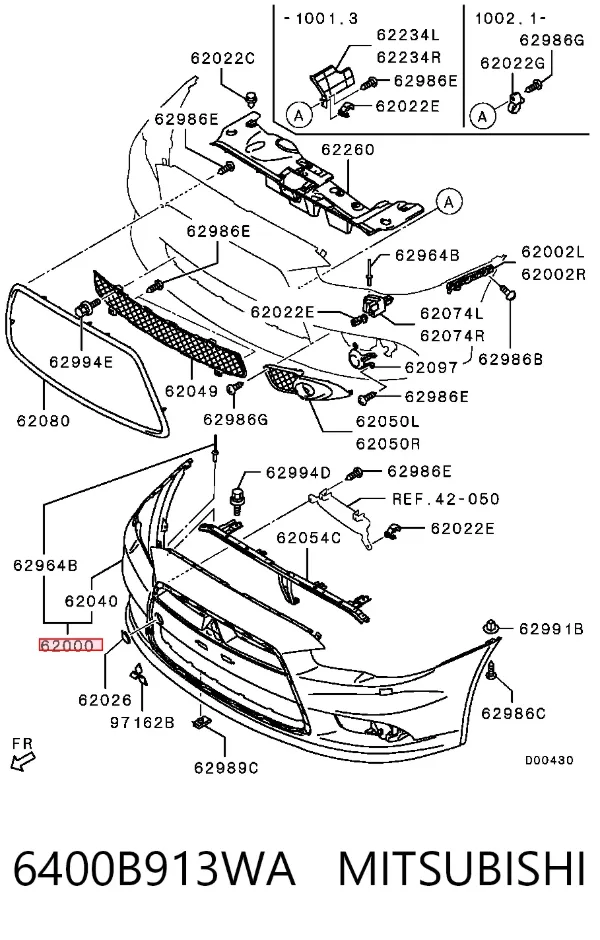 Передній бампер 6400B913WA Mitsubishi