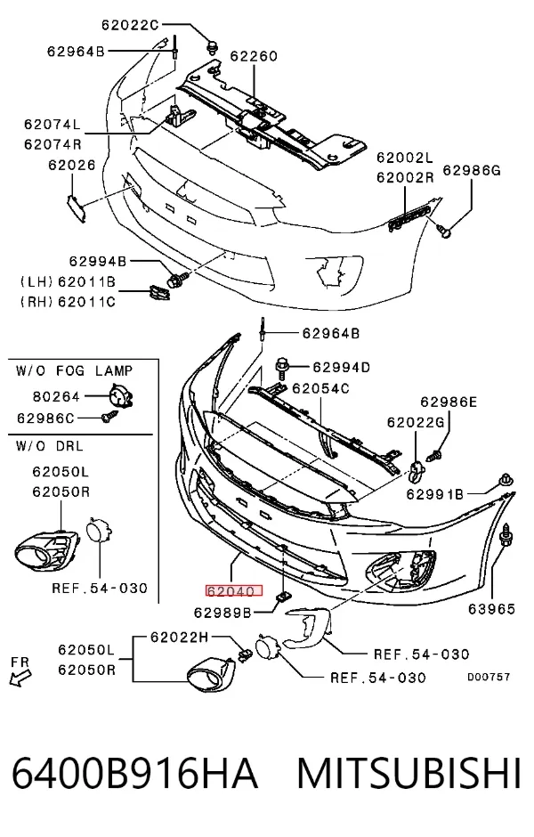 Передній бампер 6400B916HA Mitsubishi