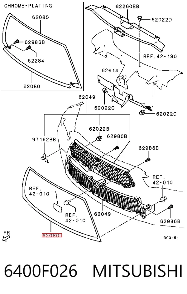 Накладка (рамка) решітки радіатора 6400F026 Mitsubishi