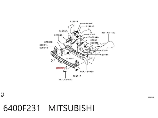 Підсилювач бампера переднього 6400F231 Mitsubishi