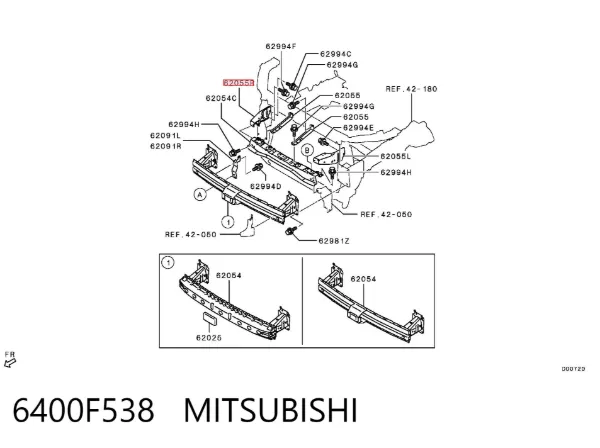 Кронштейн підсилювача переднього бампера 6400F538 Mitsubishi
