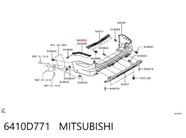 Кронштейн бампера заднього, лівий 6410D771 Mitsubishi