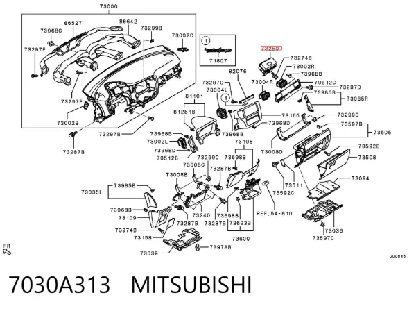 Подушка безпеки, пасажирська, AIRBAG 7030A313 Mitsubishi