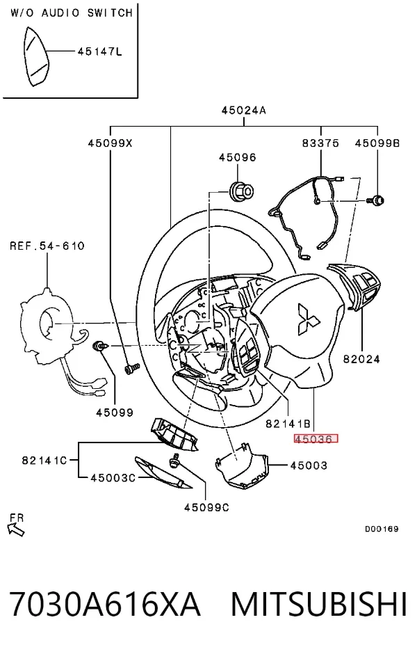 Подушка безпеки, водійська, AIRBAG 7030A616XA Mitsubishi