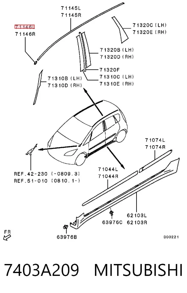 Кліпса молдингу даху 7403A209 Mitsubishi
