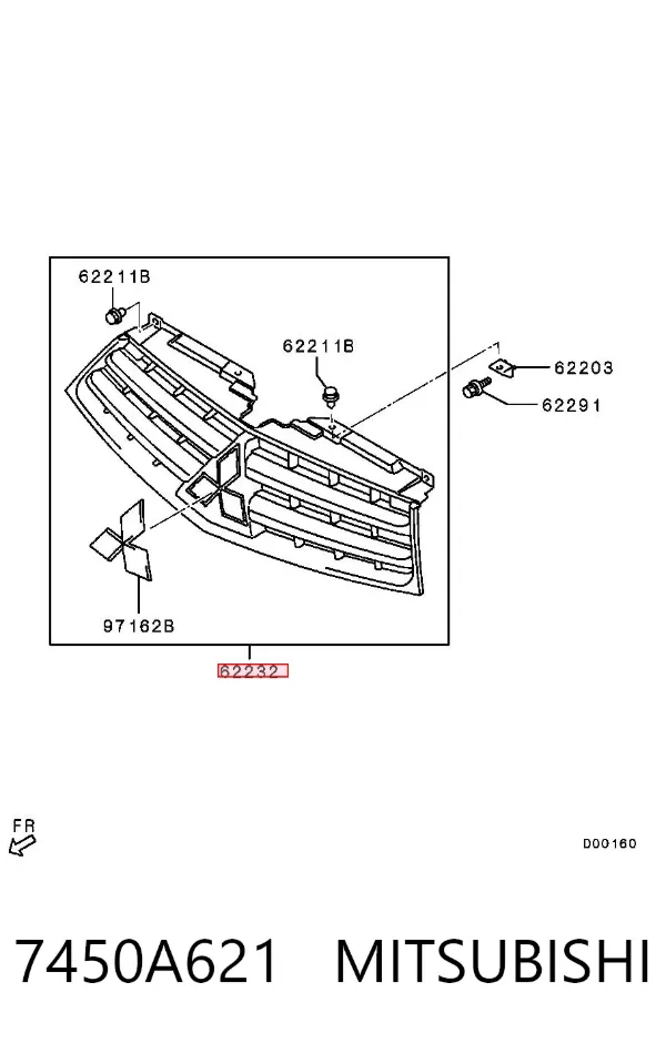 Решітка радіатора 7450A621 Mitsubishi