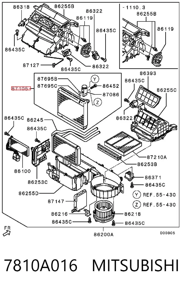 Випаровувач кондиціонера 7810A016 Mitsubishi