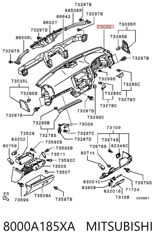 Панель приладів торпеди 8000A185XA Mitsubishi