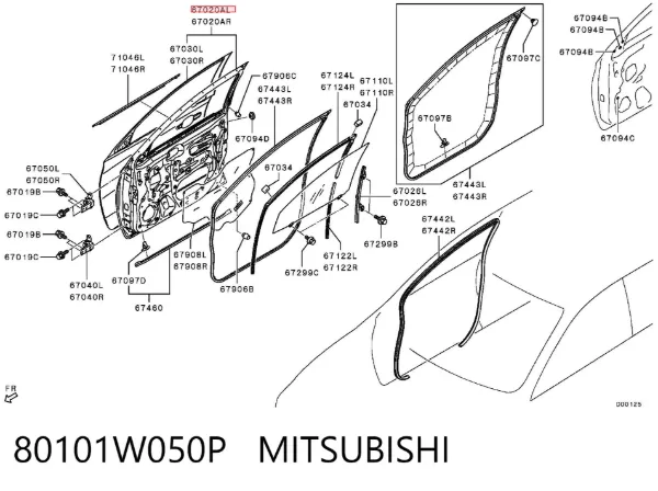 Двері передні ліві 80101W050P Mitsubishi