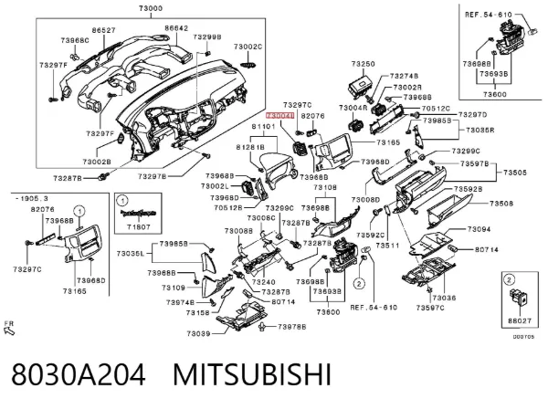 Решітка вентиляції салону на "торпедо" 8030A204 Mitsubishi