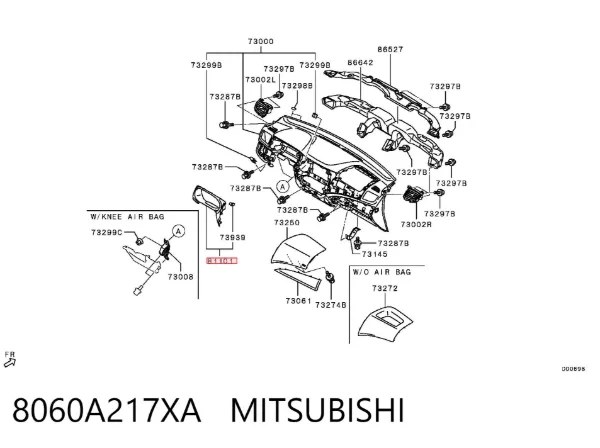 Облицювання щитка приладів "торпедо" 8060A217XA Mitsubishi