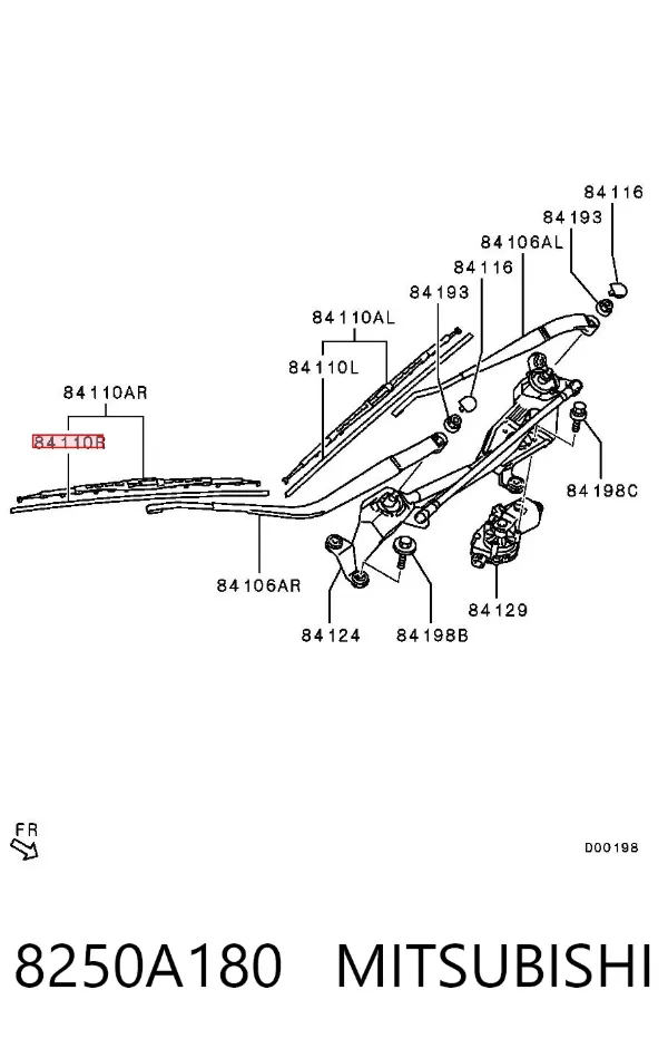 Гумка склоочисника пасажирська 8250A180 Mitsubishi
