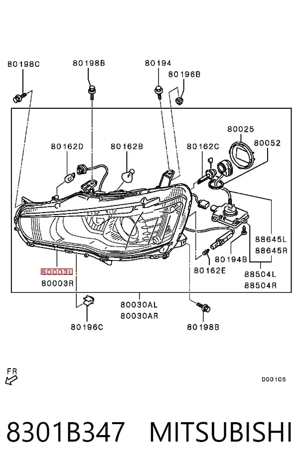 Фара ліва 8301B347 Mitsubishi