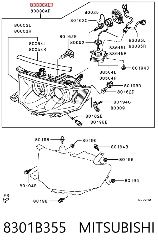 Фара ліва 8301B355 Mitsubishi