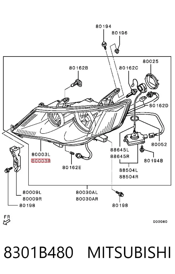 Фара права 8301B480 Mitsubishi