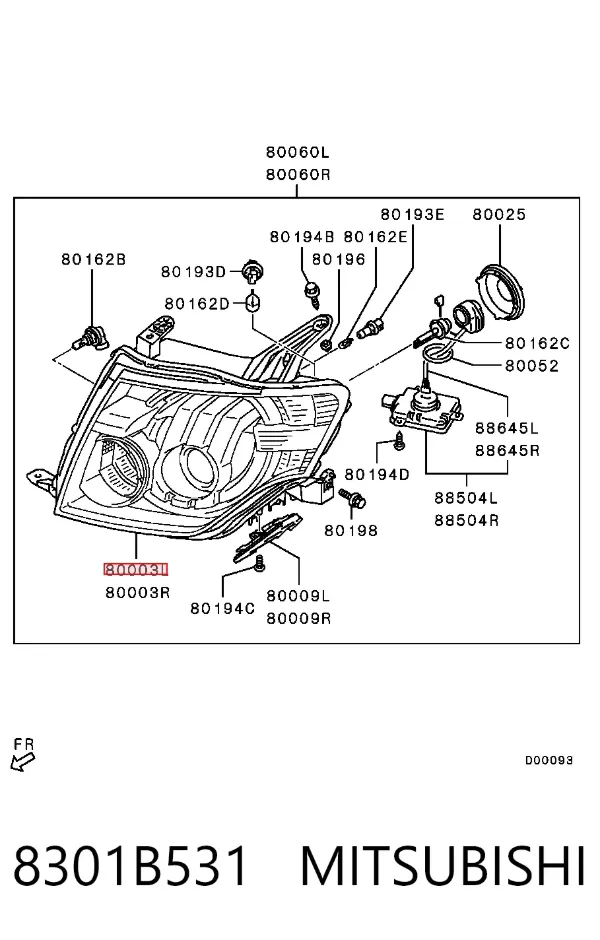 Фара ліва 8301B531 Mitsubishi