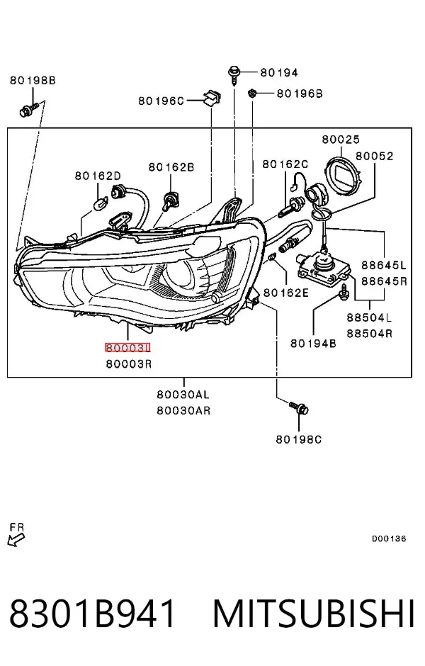 Фара ліва 8301B941 Mitsubishi