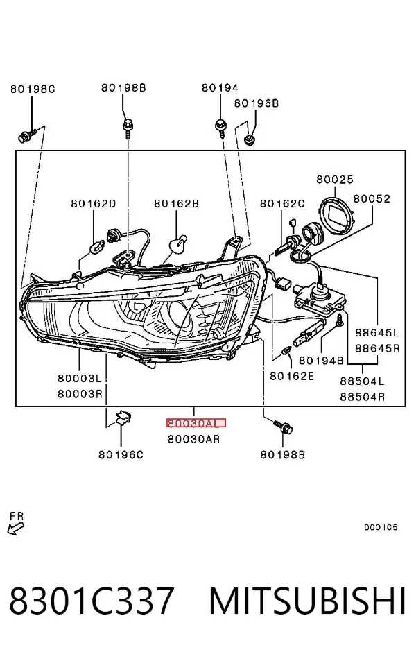 Фара ліва 8301C337 Mitsubishi