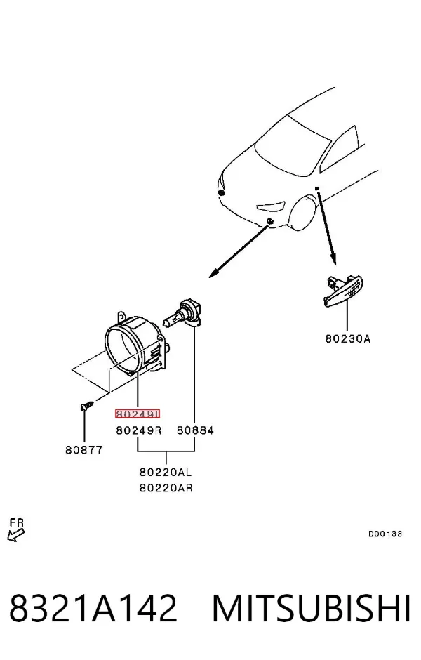 Фара протитуманна, ліва 8321A142 Mitsubishi