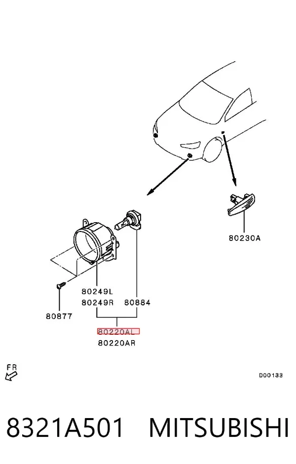 Фара протитуманна, ліва 8321A501 Mitsubishi