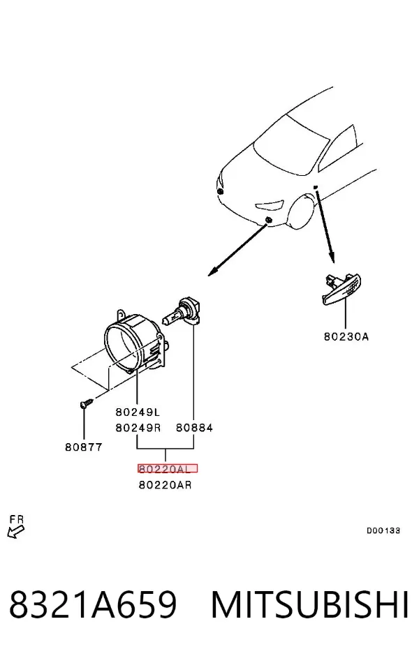 Фара протитуманна, ліва 8321A659 Mitsubishi