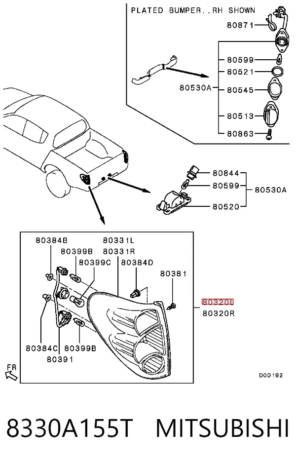 Лівий стоп 8330A155T Mitsubishi