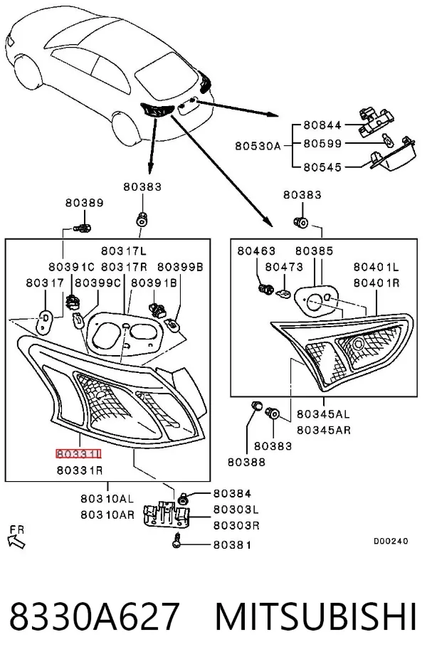 Лівий стоп 8330A627 Mitsubishi