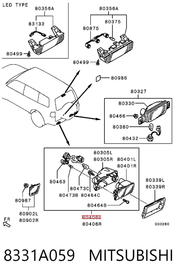 Ліхтар заднього бампера, лівий 8331A059 Mitsubishi