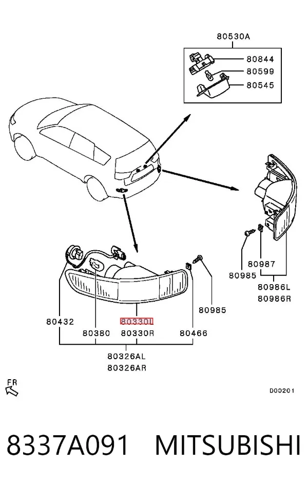 Фара протитуманна задня, ліва 8337A091 Mitsubishi