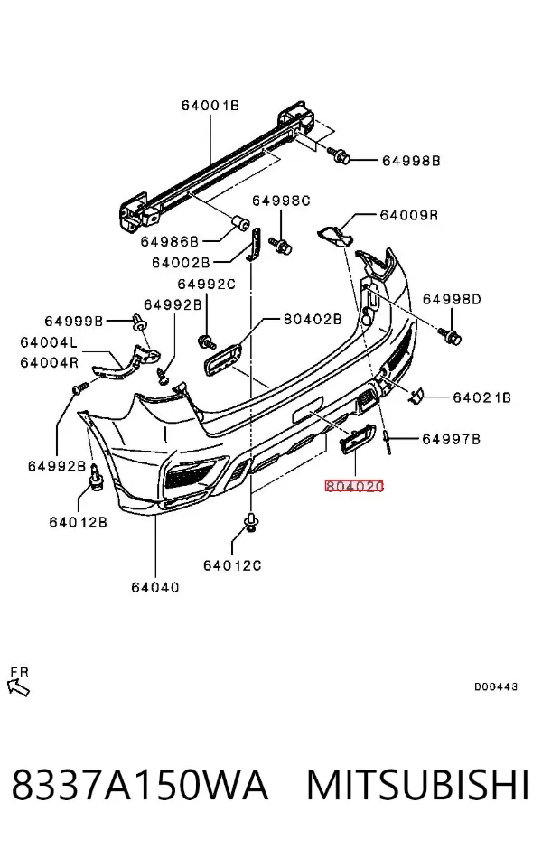Обід (окантовка) фари протитуманної 8337A150WA Mitsubishi