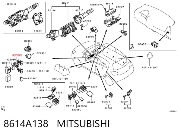 Кнопка коректора фар 8614A138 Mitsubishi
