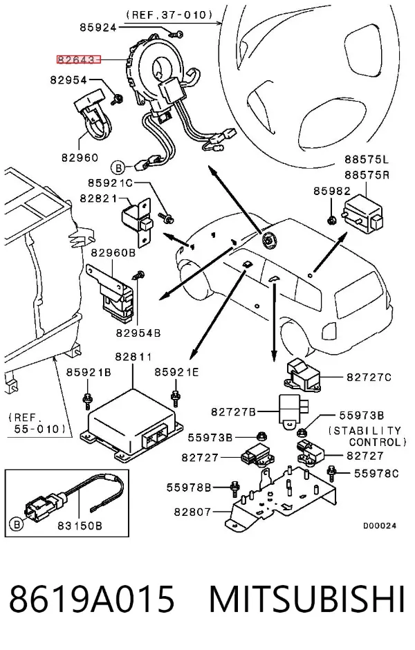 Шлейф керма 8619A015 Mitsubishi