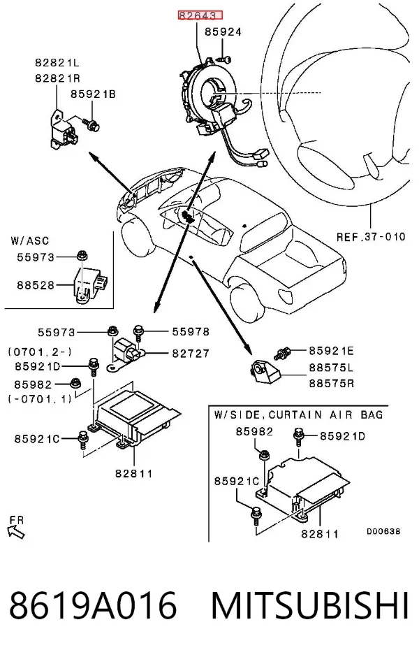 Шлейф керма 8619A016 Mitsubishi