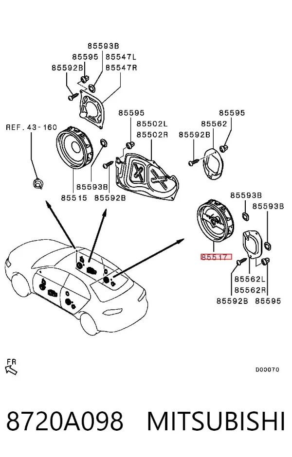Динамік передньої двері 8720A098 Mitsubishi