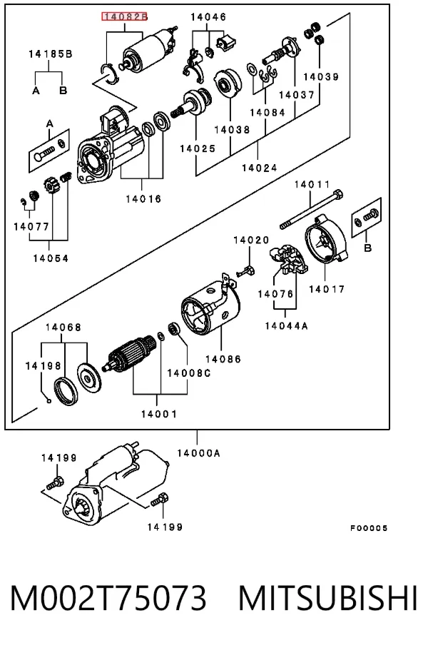 Втягуюче реле стартера M002T75073 Mitsubishi