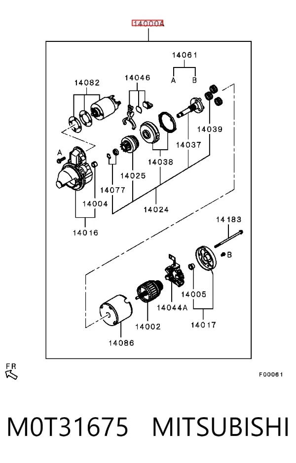 Стартер M0T31675 Mitsubishi