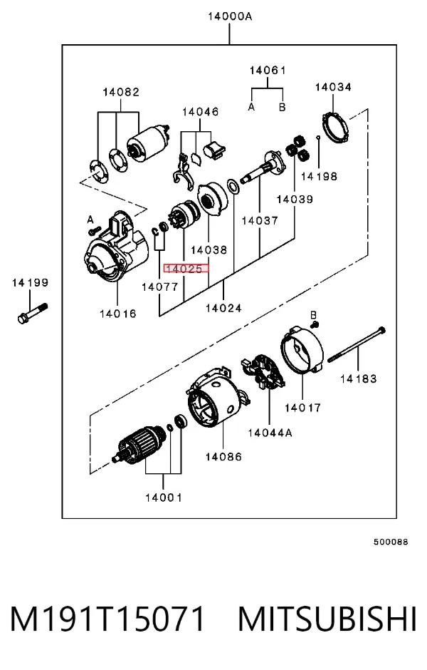 Бендикс стартера M191T15071 Mitsubishi