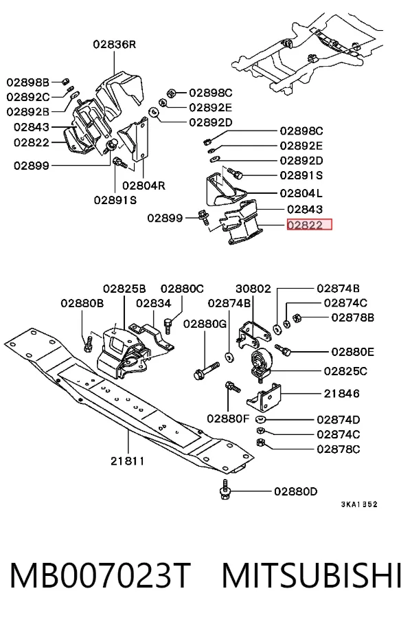 Подушка (опора) двигуна ліва/права MB007023T Mitsubishi